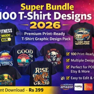 Super Bundle 100 T-Shirt Designs 2026 – Premium Print-Ready Graphic Design Pack